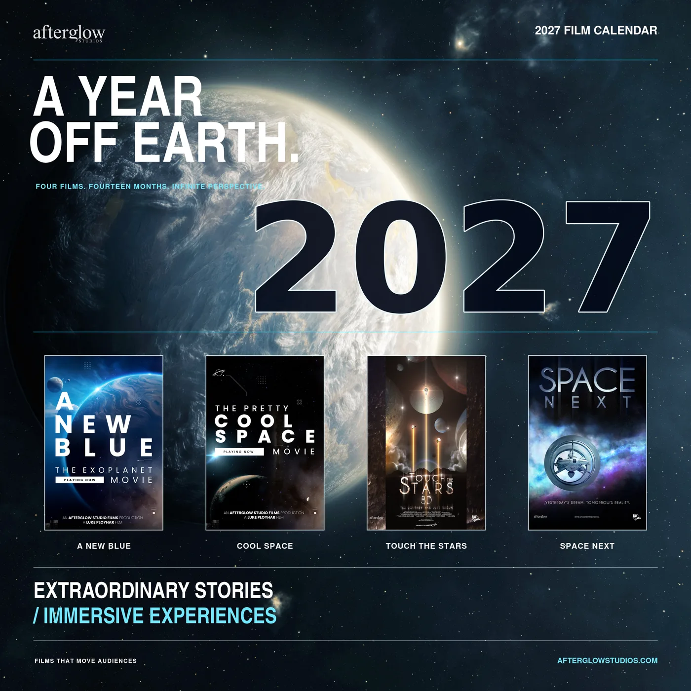 Cover of the A Year Off Earth 2027 film calendar